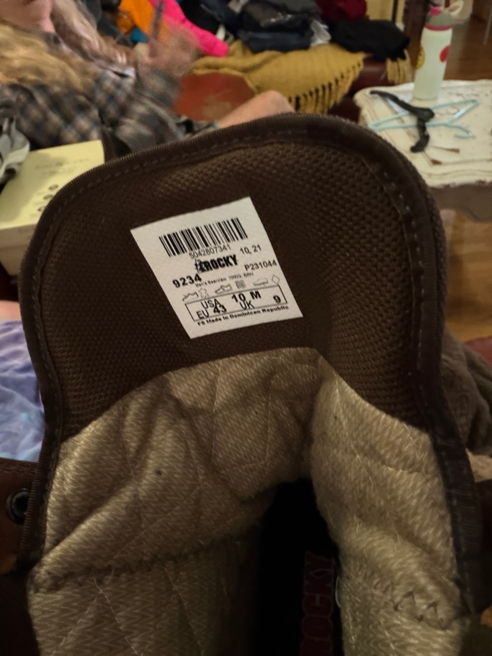 Rocky Men's Brown Leather Work Boots with insulation and steel toe tip. - Picture 3 of 13